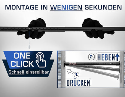 Teleskop-Gardinenstange ohne Bohren, 360-410 cm, 360-410 cm Matt Schwarz
