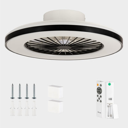 Deckenventilator mit dimmbarer LED-Leuchte, 48 Cm Black White