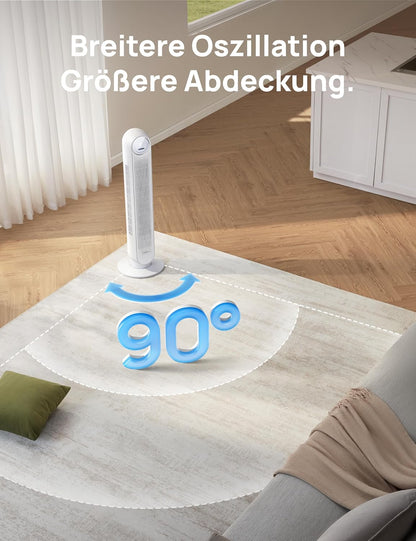 Nomad One S Smart-Turmventilator mit WLAN & Fernbedienung, WLAN Weiß