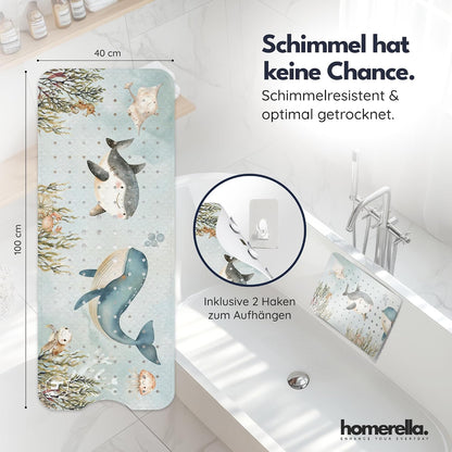 Rutschfeste Badewannenmatte für Kinder, inkl. Haken, Pastel Aqua