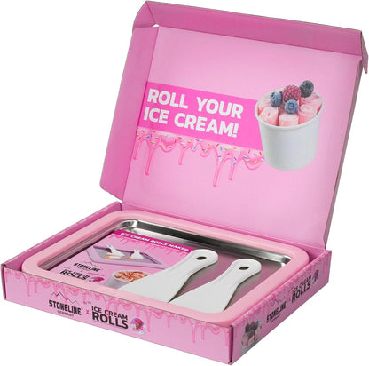 Ice Cream Rolls Maker mit Edelstahlplatte, Rosa