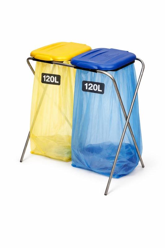 Müllsackständer mit Beutelhalter, Gelb+blau