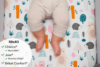 3-teiliges Baby-Spannbettlaken-Set, 50 x 83 cm Waldtiere