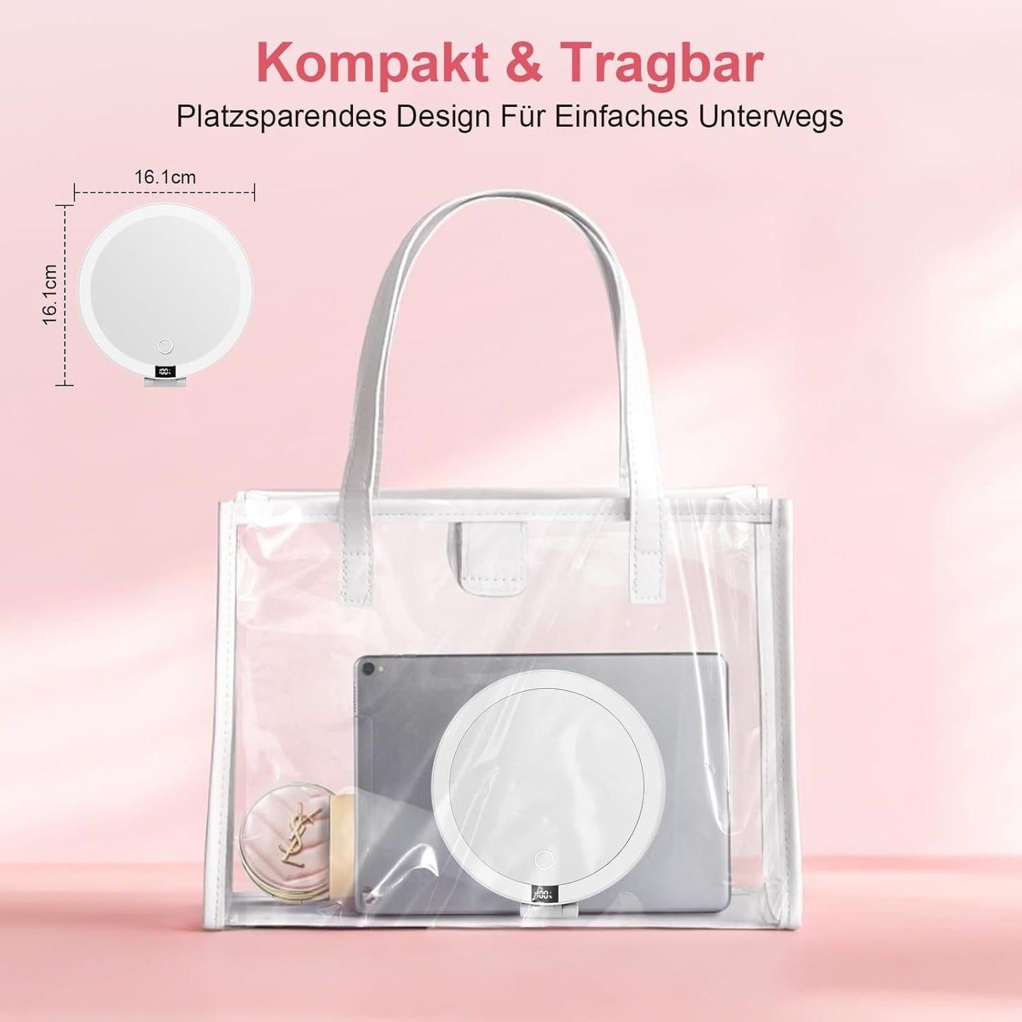 Kosmetikspiegel mit Beleuchtung, 360° Drehbar