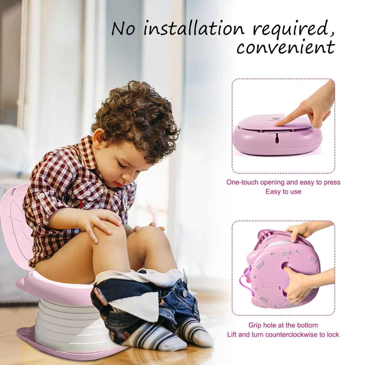 Tragbarer Klapp-Toilettensitz für Kinder, Rosa