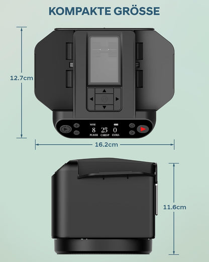 Automatischer Kartenmischer für 12 Decks mit Verteiler, Schwarz