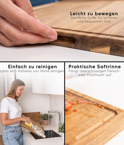 Holzschneidebrett-Set, 3er Set, Akazienholz