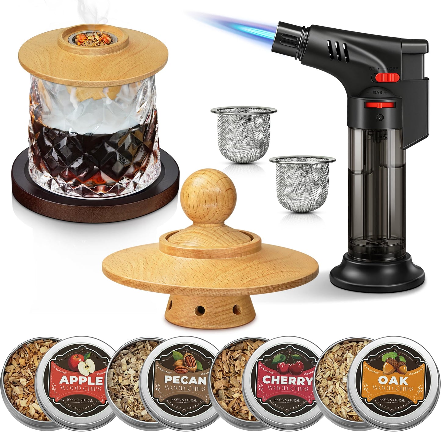 Whisky Räucher-Set mit Brenner und 4 Aromen