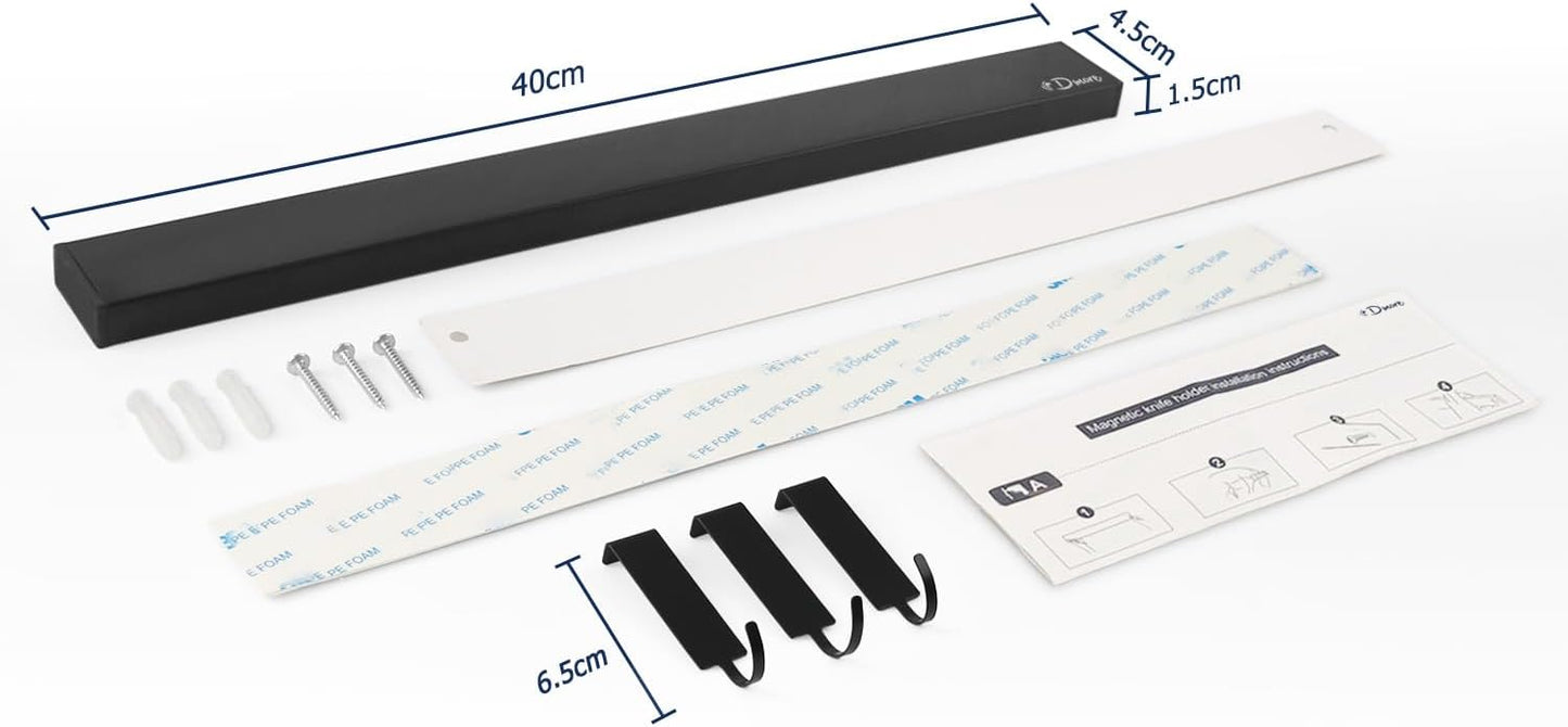 Magnetische Messerleiste, Schwarz 40 cm