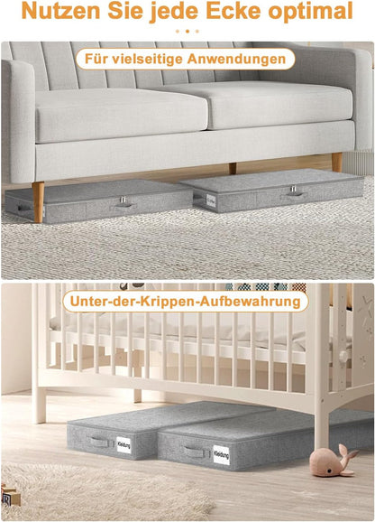 Faltbare Unterbett-Aufbewahrungsbox mit Deckel, Grau-1 10cm