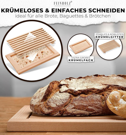 Brotschneidebrett mit Krümelfach, 40 x 25 cm