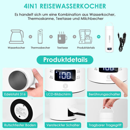 Reisewasserkocher für Auto (500ml, Weiss 2