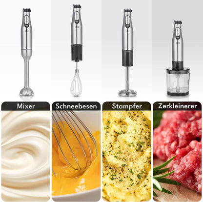 6-teiliges Stabmixer-Set mit Zubehör, Stabmixer Set 6 Teilig - 1200W