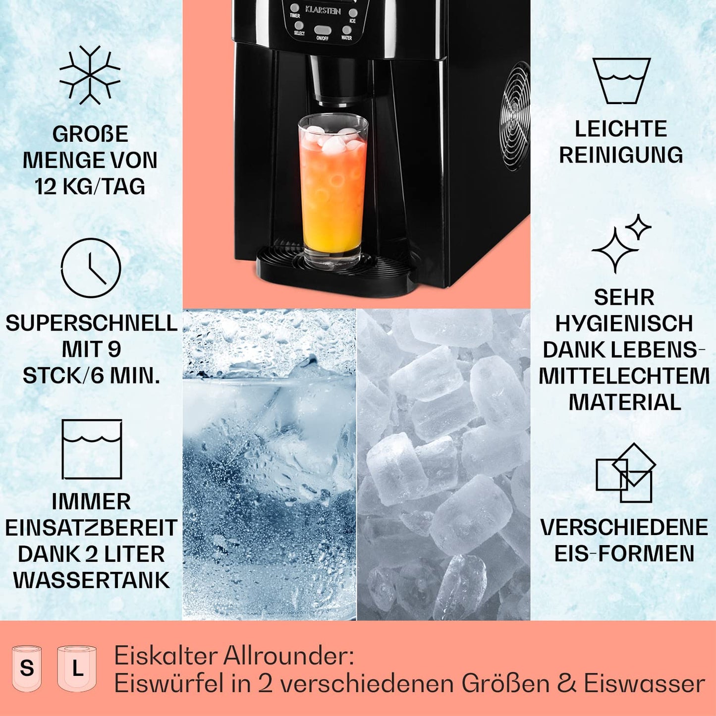 Eiswürfelmaschine, Farbe: Schwarz
