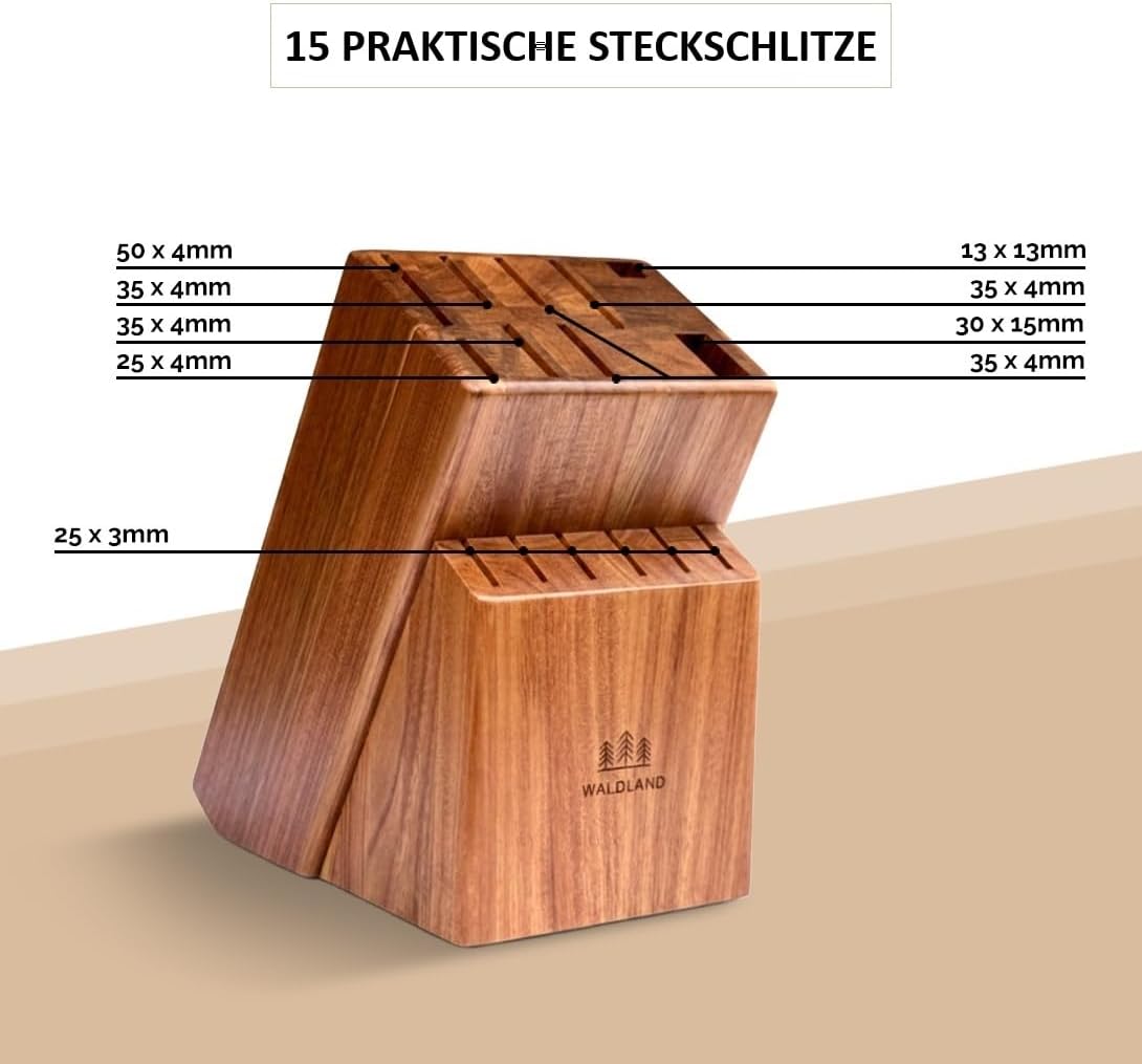 Messerblock mit Antirutsch-Füssen, Akazienholz Braun