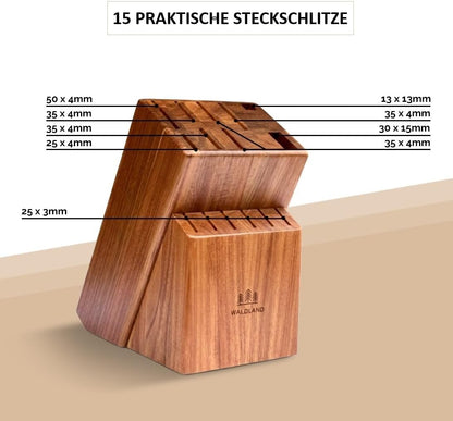 Messerblock mit Antirutsch-Füssen, Akazienholz Braun