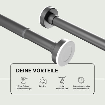 Teleskop-Klemmstange für Duschvorhang, 70-120cm [1Stück] Grau