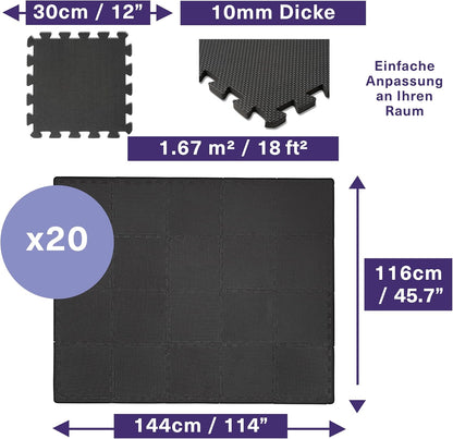 20-teiliges Bodenschutzmatte Puzzle-Set, 20 Stück