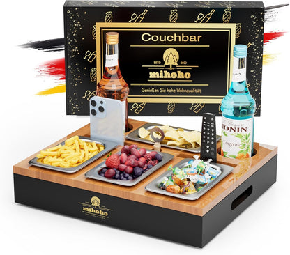 Sofa-Tablet mit Snackschalen, Schwarz