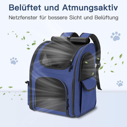 Hunderucksack bis 10kg mit Netzfenster, Blau