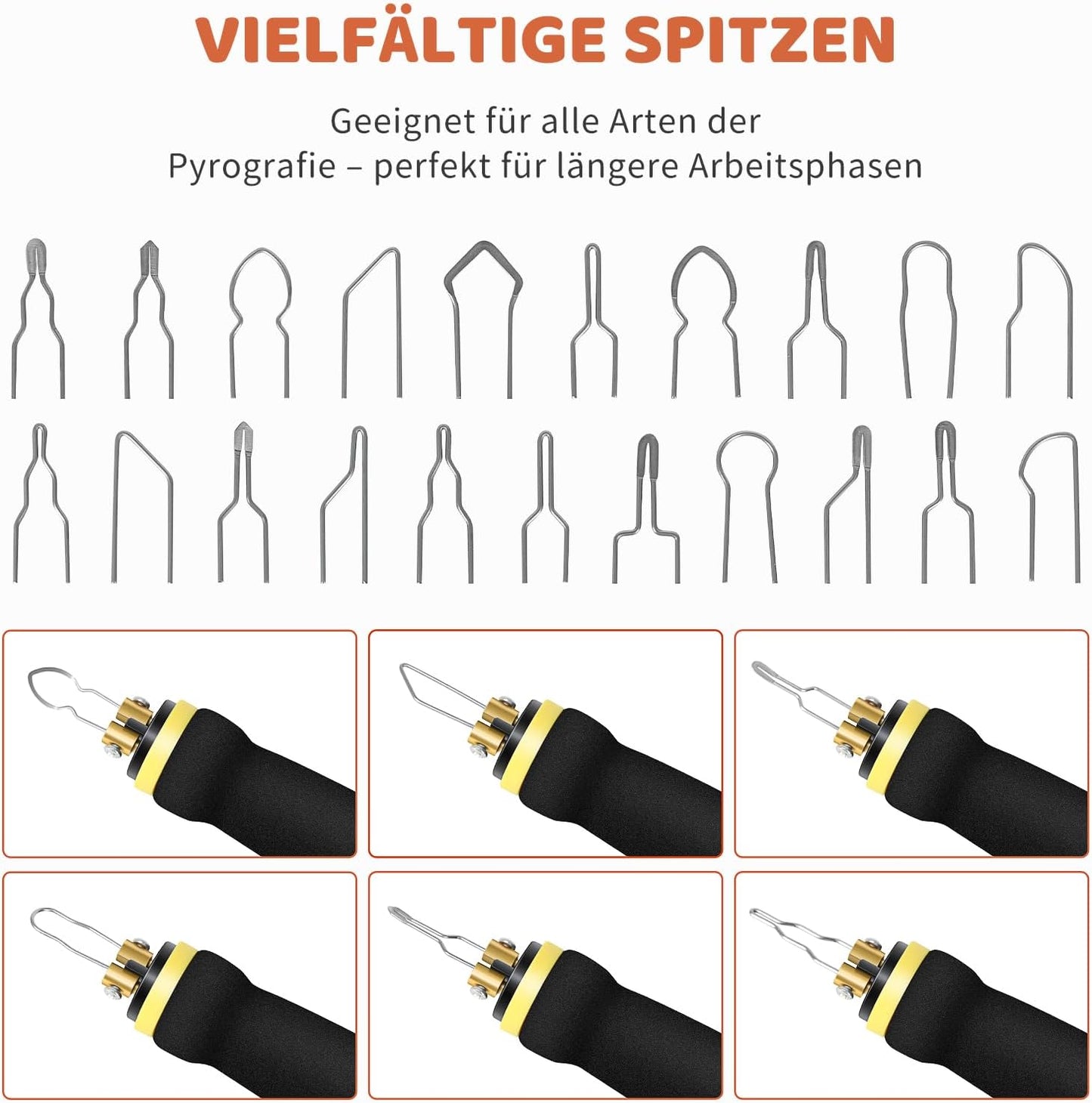 Pyrographie-Set mit LCD-Display und 21 Spitzen, Doppel-pyrographie-stifte