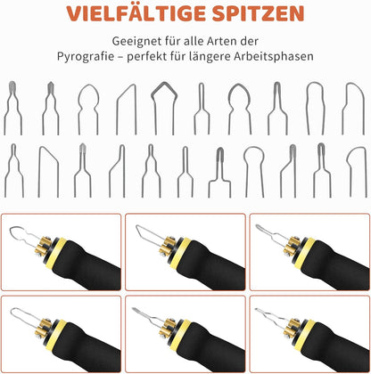 Pyrographie-Set mit LCD-Display und 21 Spitzen, Doppel-pyrographie-stifte