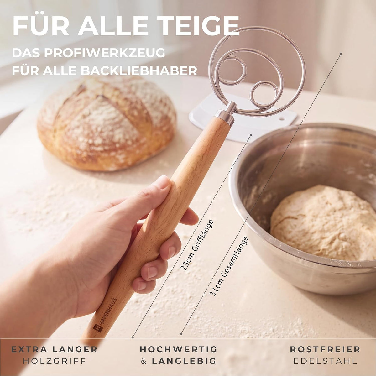 11-teiliges Sauerteig Starter Set mit Gärkörbchen, Sauerteig Set Xxl, 11-teilig