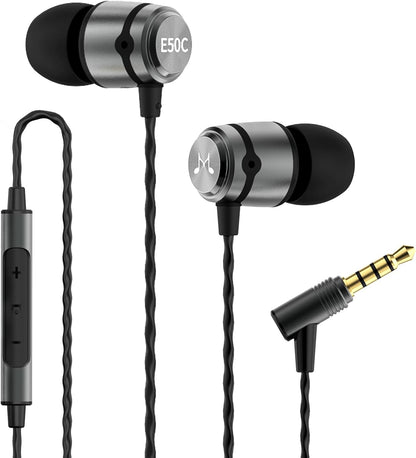 In-Ear HiFi Kopfhörer E50C mit Mikrofon und Fernbedienung, Gun Kabelgebunden mit Mikrofon & 3-Button-Remote