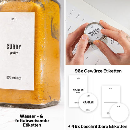 Gewürzgläser, 12er Set - Weiss