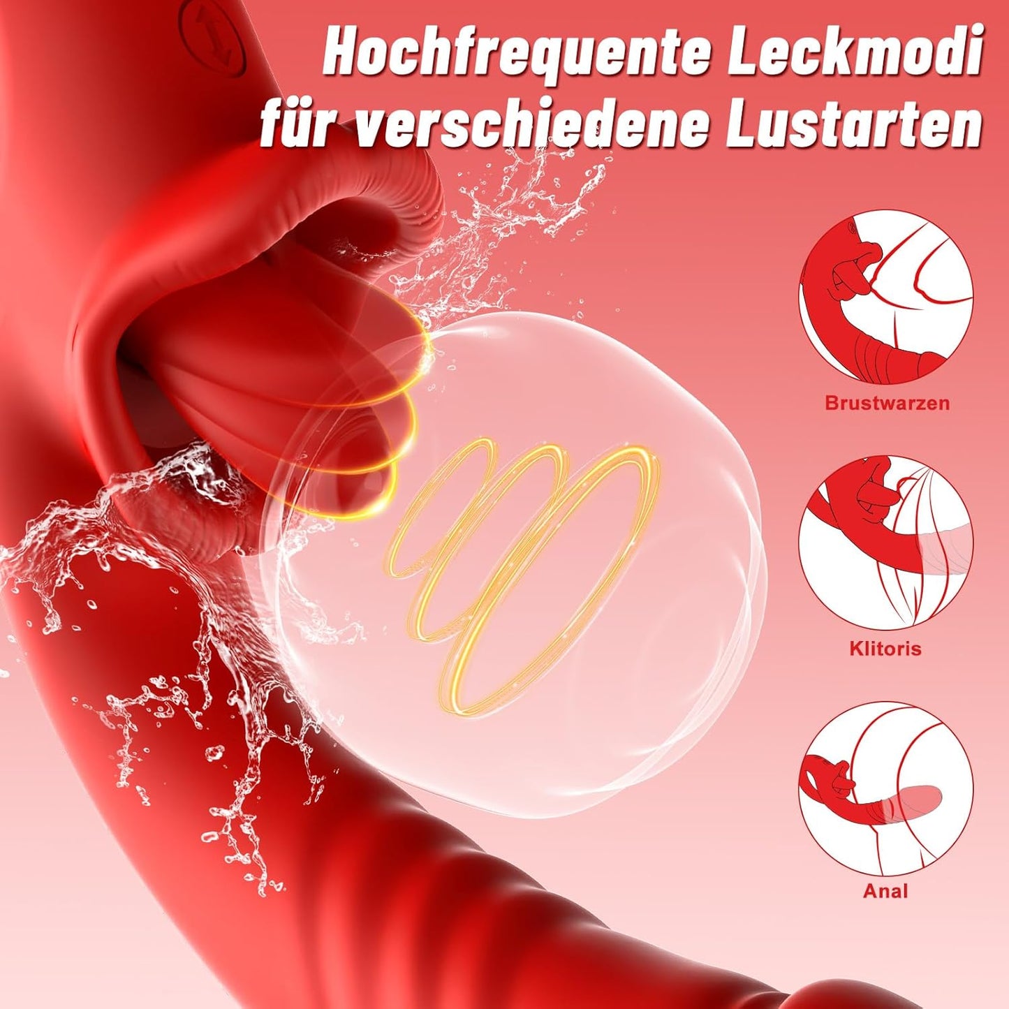 Vibrator mit Stoss- und Vibrationfunktion für Frauen, Rot