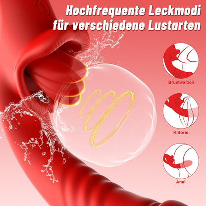 Vibrator mit Stoss- und Vibrationfunktion für Frauen, Rot