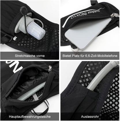 Trinkrucksack mit 1.5l Wasserblase, Schwarz und Weiss Standard