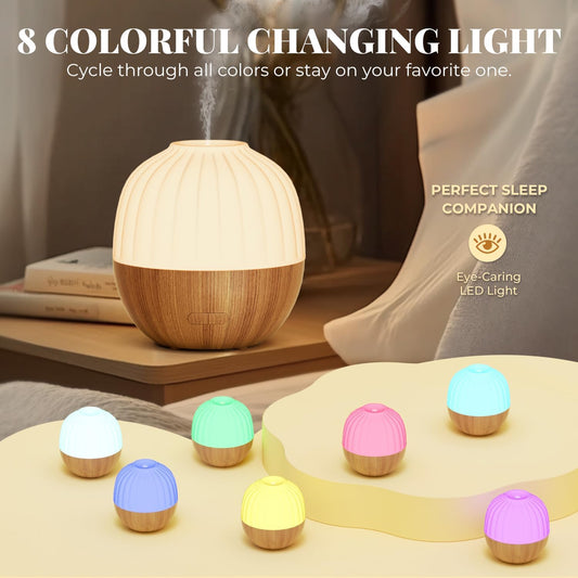 Aroma Diffuser Ultraschall mit Abschaltautomatik, Weiß Holzmaserung 300ml