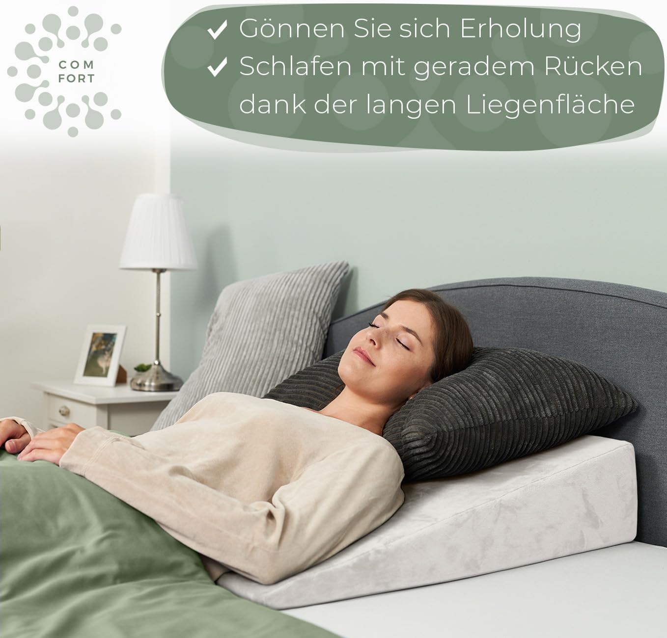 Keilkissen für Bett und Couch, Weiß 65 cm