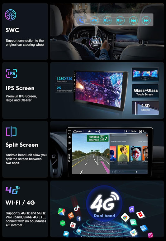 Android 12 Autoradio für Opel Modelle mit Carplay, 4G64G-DSP+Android Auto+Carplay-Grau