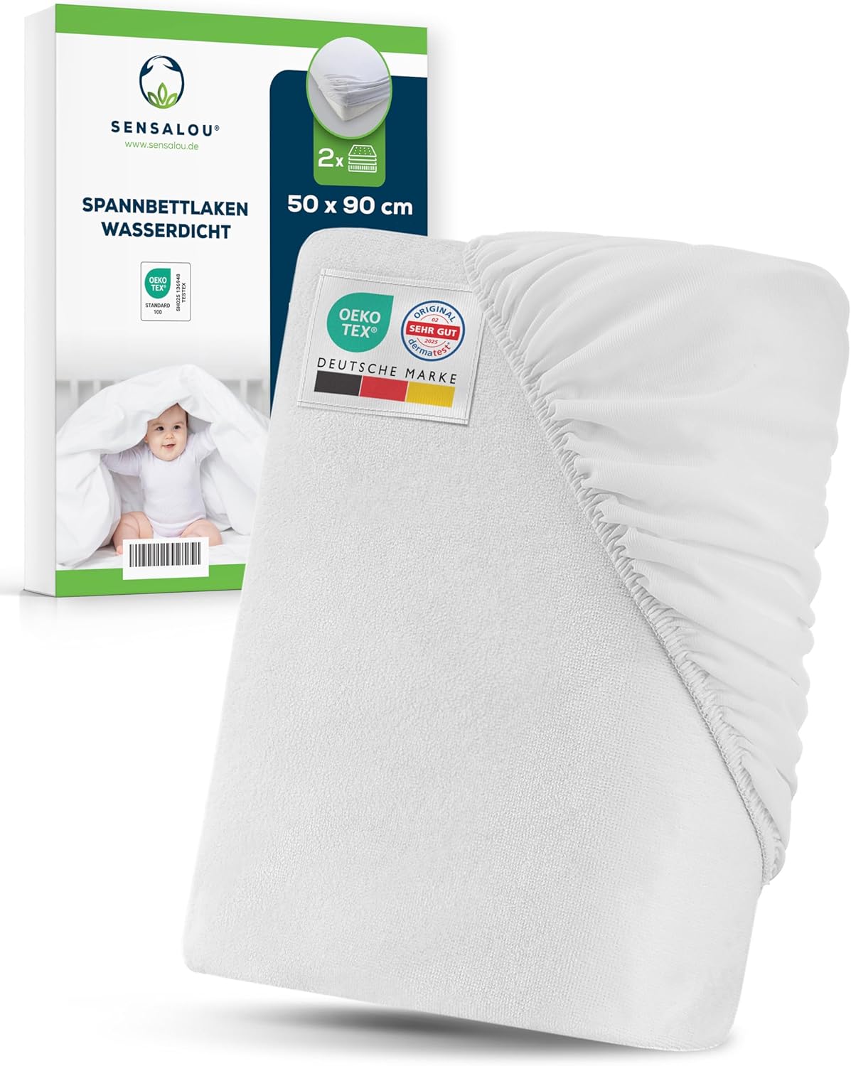 Wasserdichtes Spannbettlaken-Set für Babys, 2 Stück, 50x90 cm, 2, 50 x 90 cm