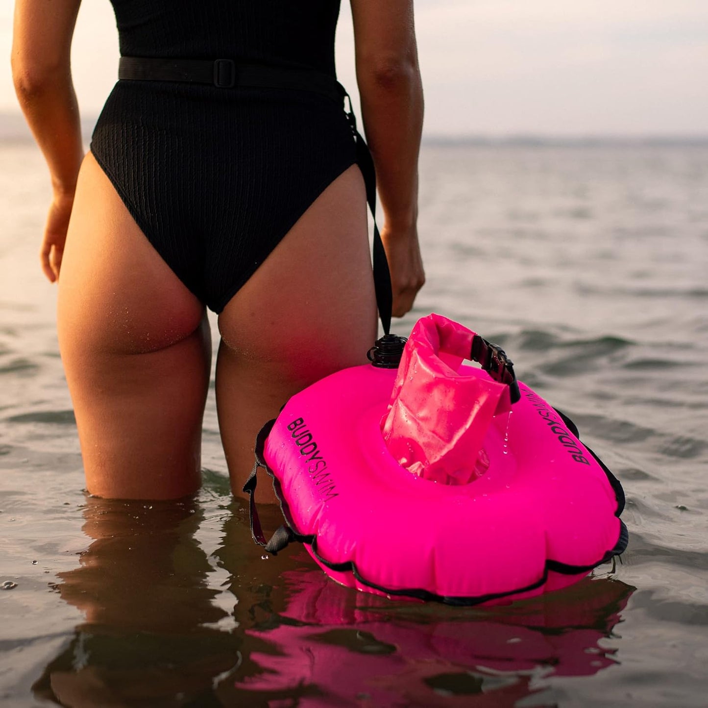 Schwimmboje mit wasserdichter Tasche, Rosa