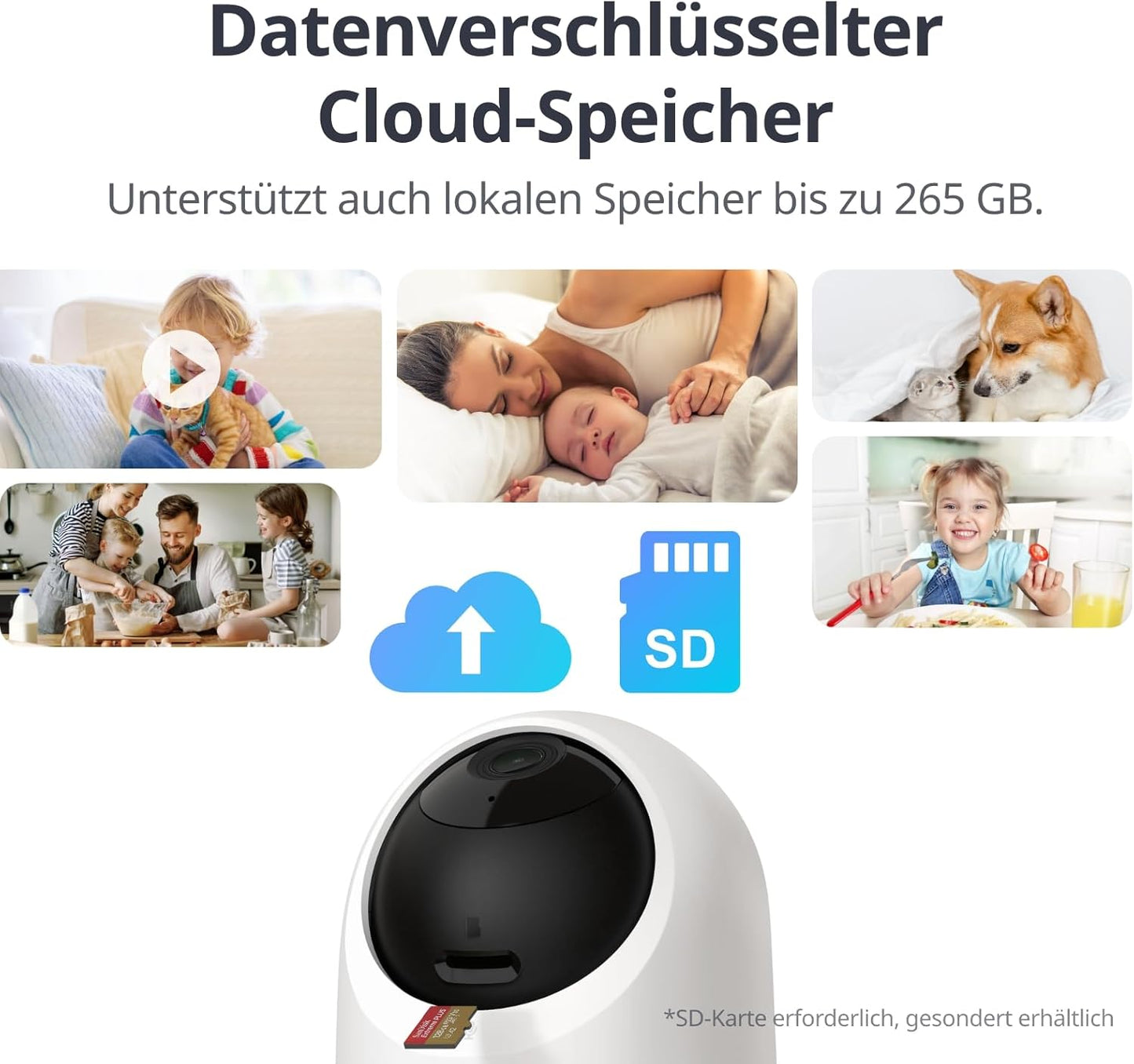 2K Überwachungskamera mit 360° Sichtfeld, 2K PLUS
