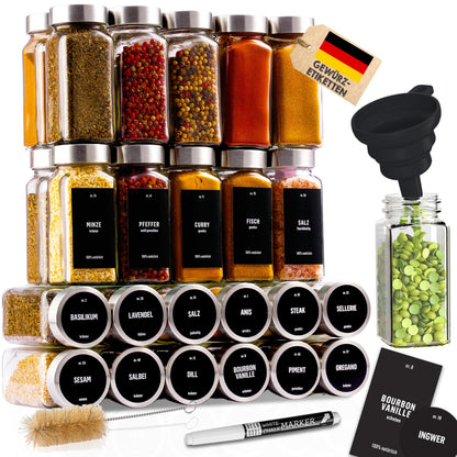 Gewürzgläser-Set mit Schraubkappe, 24er Set, Deckel Edelstahl