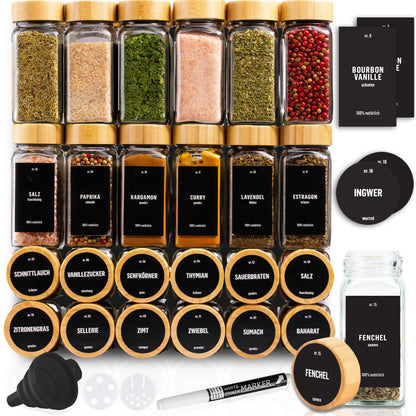 Gewürzgläser-Set mit Schraubkappe, 24set, Holzdeckel