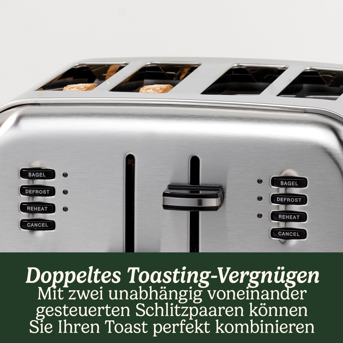4-Scheiben-Toaster mit breiten Schlitzen und 6 Bräunungsstufen, Rose ; 4-Scheiben