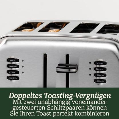 4-Scheiben-Toaster mit breiten Schlitzen und 6 Bräunungsstufen, Rose ; 4-Scheiben