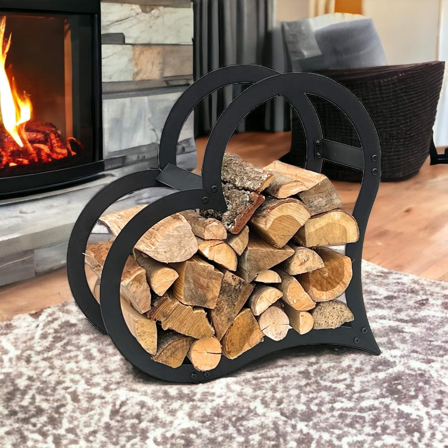 Kaminholzregal Herz-Design