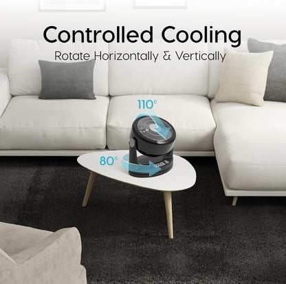 Woozoo PCF-HM23 oszillierender Tischventilator mit 3 Geschwindigkeiten, Schwarz, Hohe Leistung/Oszillierend