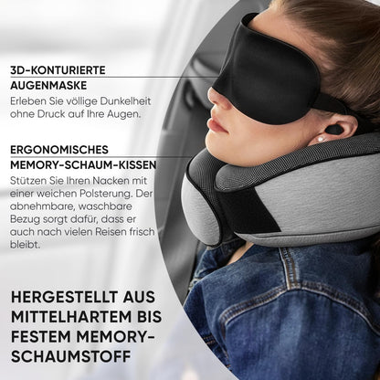 Nackenkissen und Schlafmaske, Grau