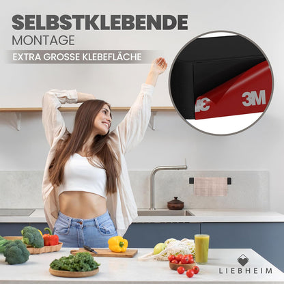 Handtuchhalter Wandmontage ohne Bohren (22 cm), Aluminium Schwarz 22 Cm