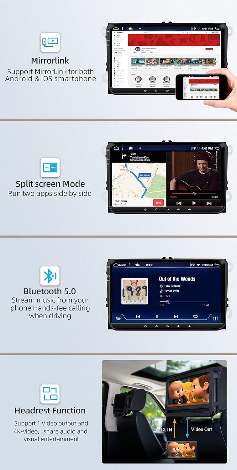 Android 10 Autoradio für VW/Skoda/Seat mit Carplay & DSP, AC8257-2G32G-8 Core