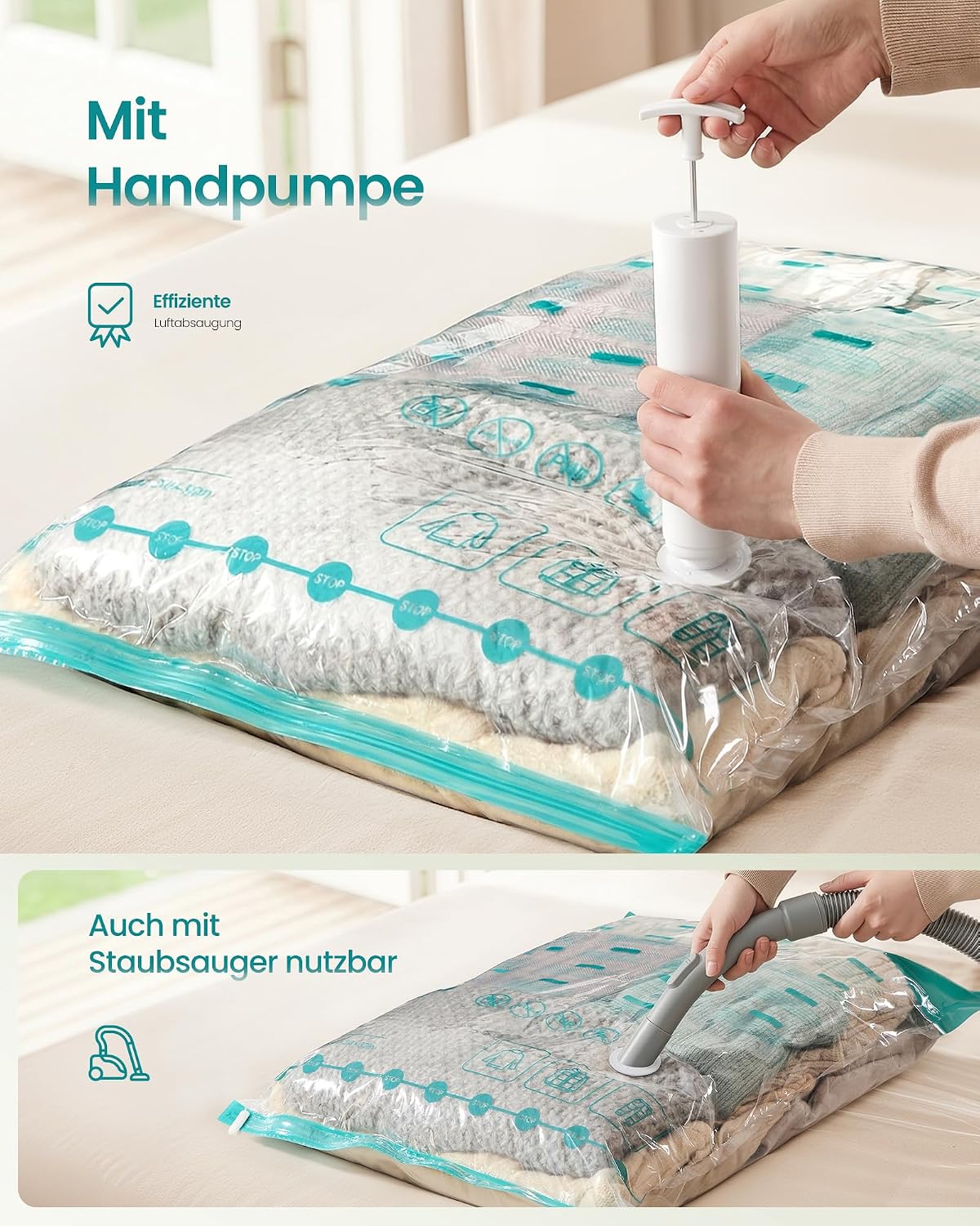 12-teiliges Vakuumbeutel-Set für Kleidung, 12 Beutel (3M+3L+3J+3X-J)