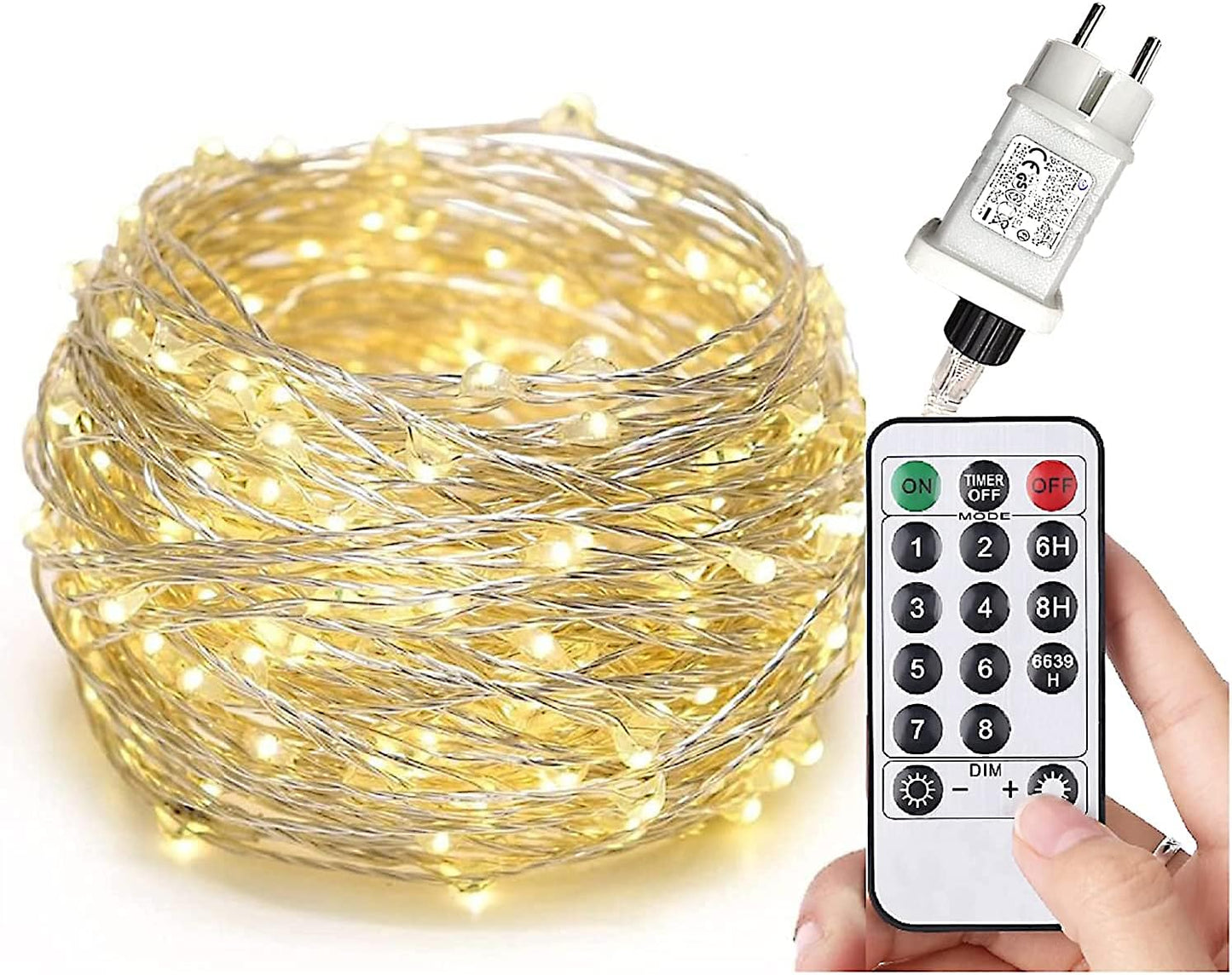 LED-Lichterkette, 300LED|Warmweiss 8 Modi Timer Dimmbar