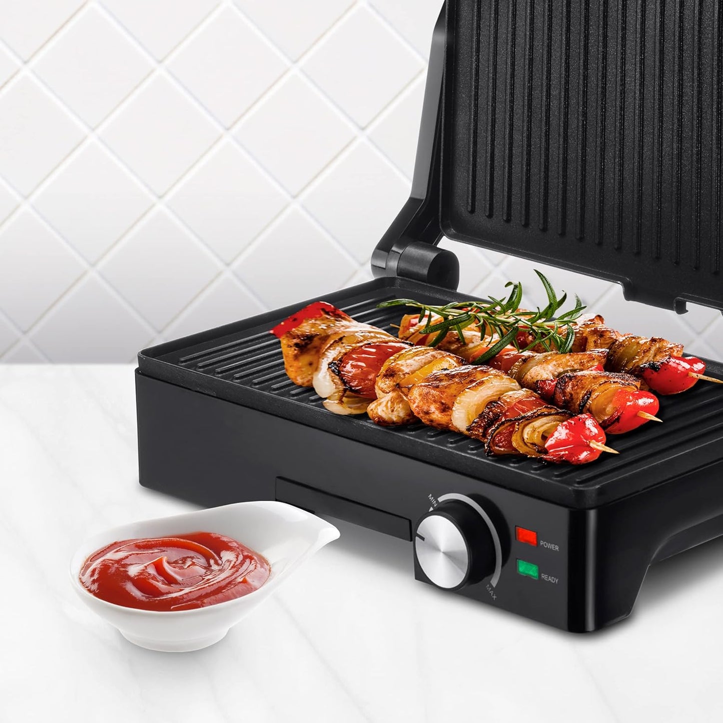 Elektrischer Tischgrill mit Antihaftbeschichtung, Grill 1600W